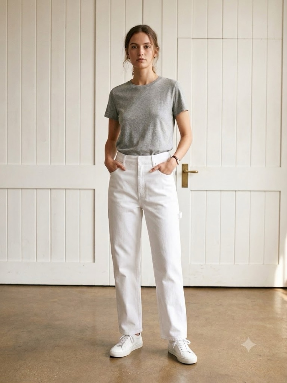 Tibi White High Rise Straight Leg Jeans Size 32 Utility Carpenter Quiet Luxury